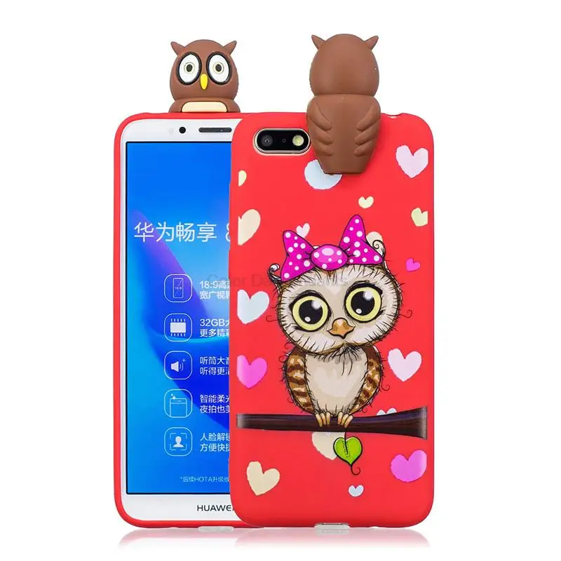Милые Мультяшные чехлы для Huawei Y5 2018 3D панда единорог конфеты силиконовый чехол