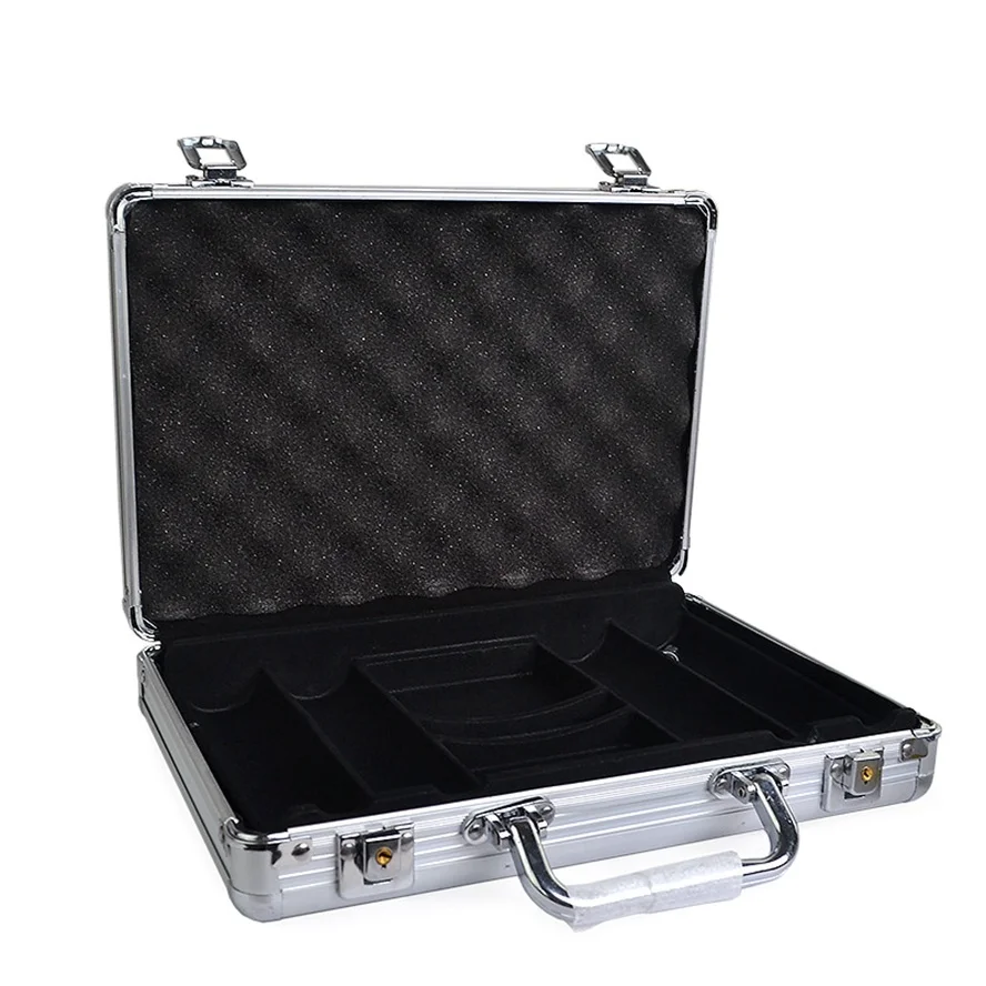 

Casino Chips Case Capacity Suitcase Texas Poker Chips High Quality Aluminum Silver Black Suitcase Box Can Put 100-500pcs Chips
