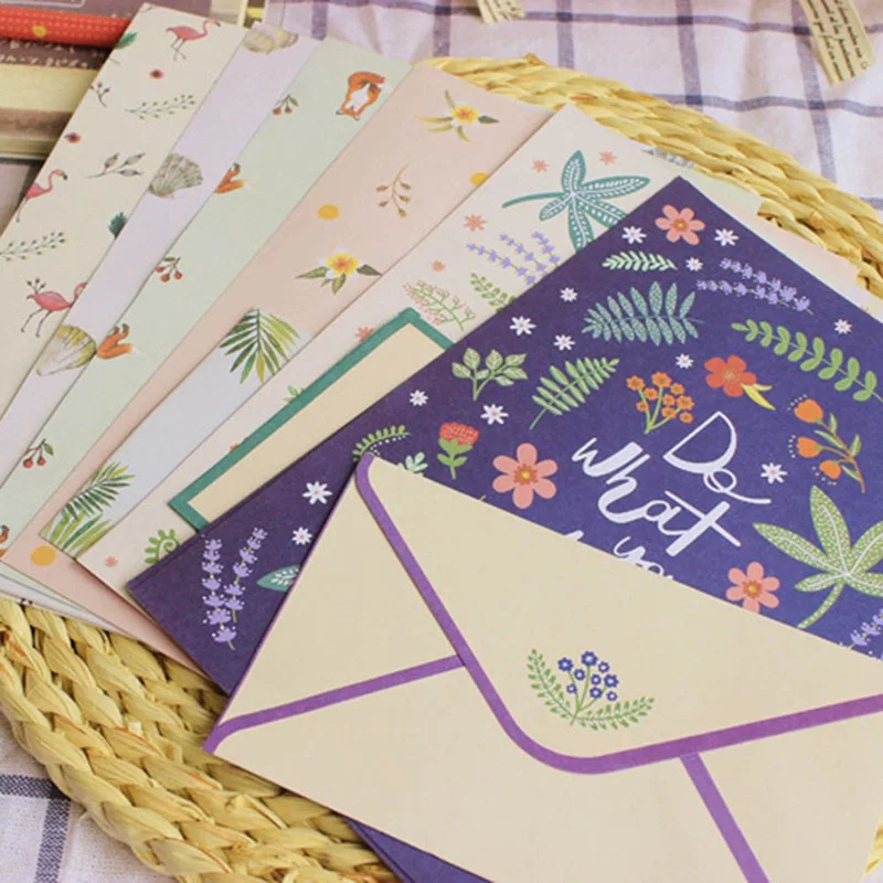 

Korean Stationery Kids Gift Envelope Finely Flower Animal Letter Pad Set Letter Paper+Envelopes Sets Writing Paper