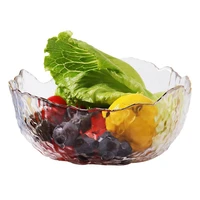 1000ml gold inlay engraving salad bowl creative clear large capacity fruit multipurpose glass bowl mixing bowl for home party