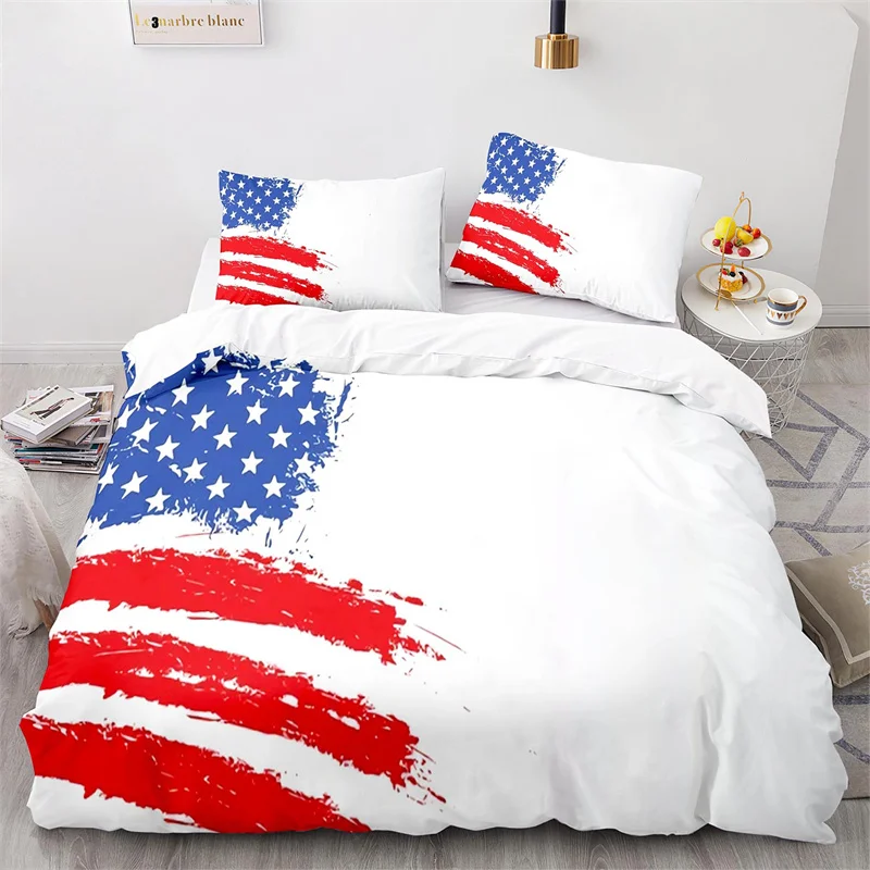 

American Flag Home Bedding Set High Quality Down Quilt Cover Pillowcase 2-3 Pieces Red Bedding Teen Child Adult Home Textile