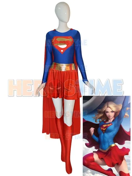 Супердевочка косплей костюм спандекс Zentai костюмы Суперженщины Взрослые/Дети