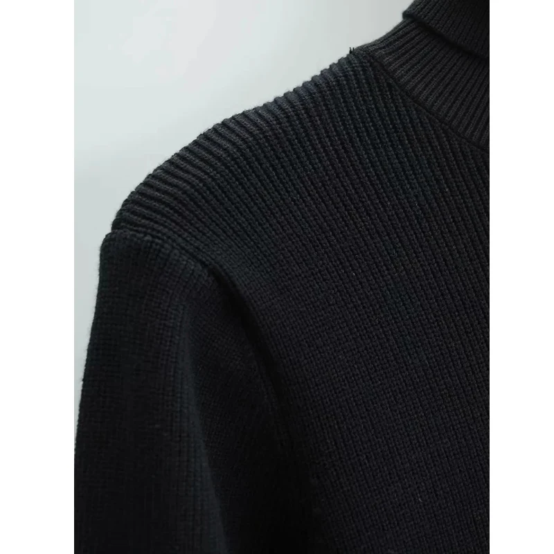 

ZA Women New Spring Autumn Slim Dress Casual High Collar Long-sleeved Knitted Sweater Dress Office Lady Party Dress