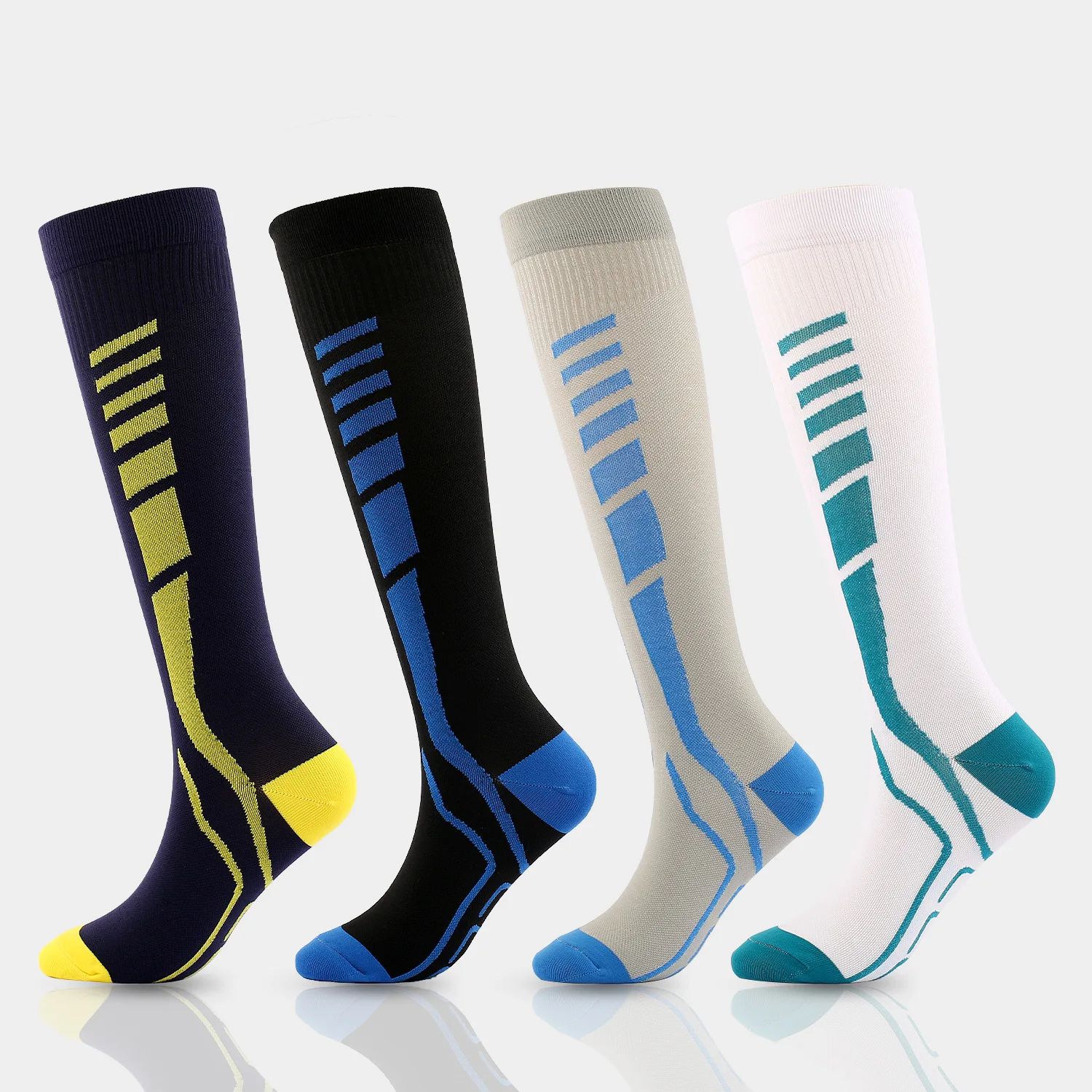 

New Football Sports Compression Socks for Men and Women Calf High Tube Tight Elastic Quick-drying Fashion Lovers Gradient Blue