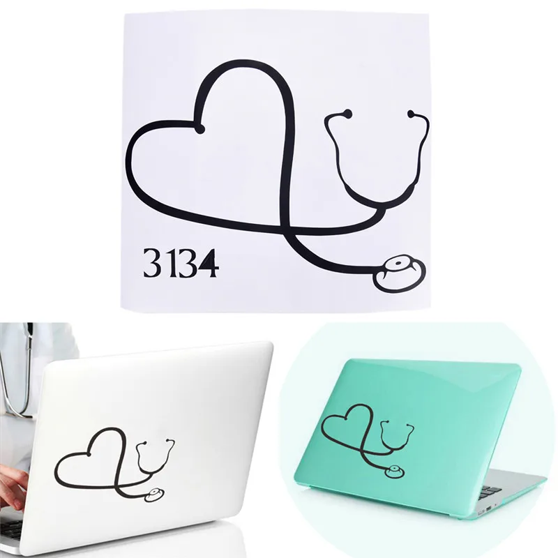 

1PCS Love Heart Stethoscope Computer Laptop CAR Sticker 20cmx15cm