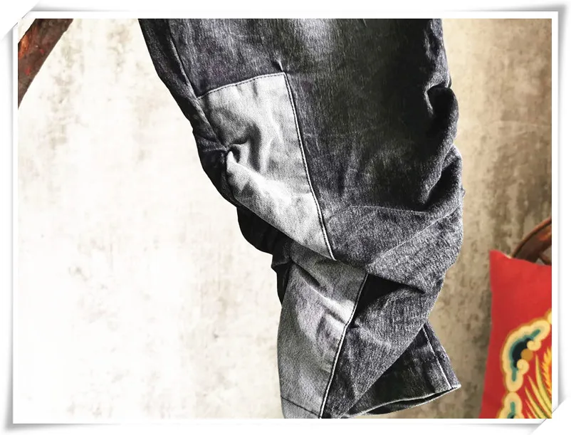 LYUZHE Distressed Patchwork Women Pencil Pants 2021 Spring Spliced Female Denim Pants Elastic Waist Full Length Pants QDY032