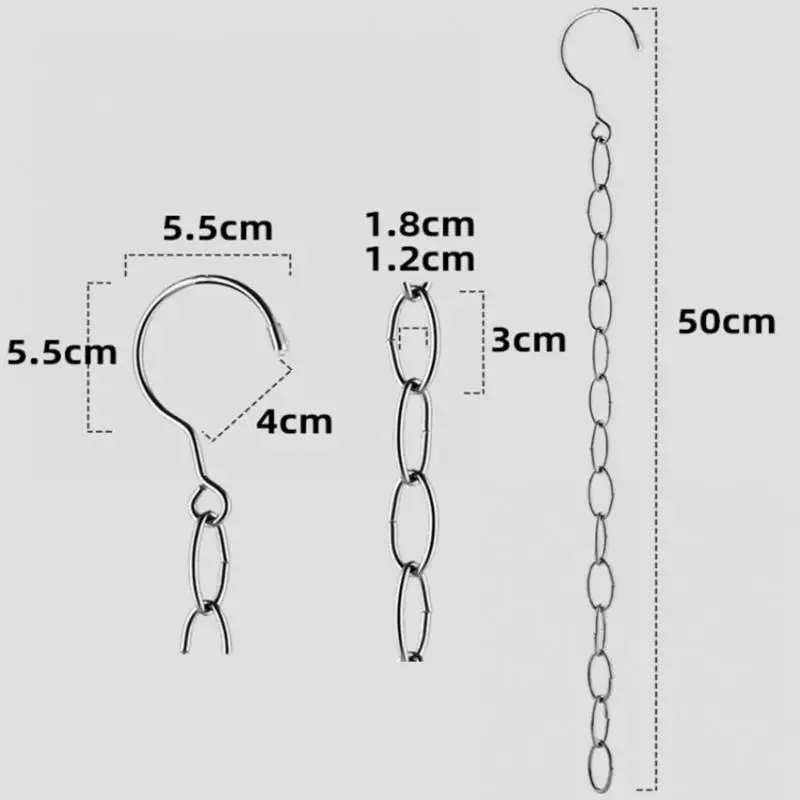 

Stainless Steel Clothes Market Shop Display Hanging Chain Hooks With Ring Hanger 14 Hanging Hole Wardrobe Clothes Chain Holder