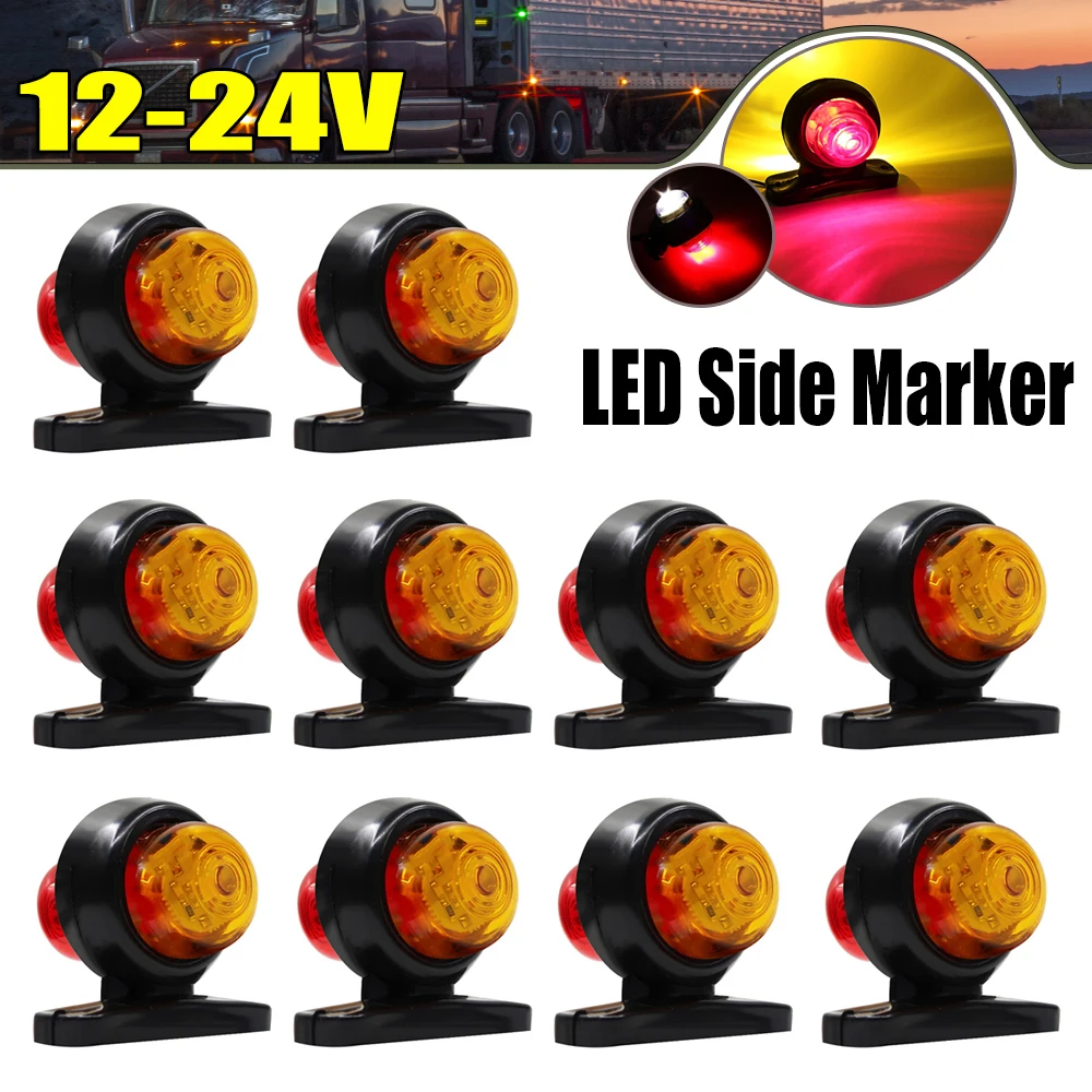 

10/8/4/2Pcs 12V - 24V Double Side LED Marker Light Lighting Car Warning Indicator Lamp for Trailer Truck Caravan Lorry Van Bus
