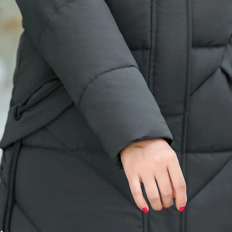 

Fashion Parka Korean Coats Outerwear Snow Wear Hooded Padded Winter Puffer Autumn Warm Jacket Long Female Coat Women Tops Loose