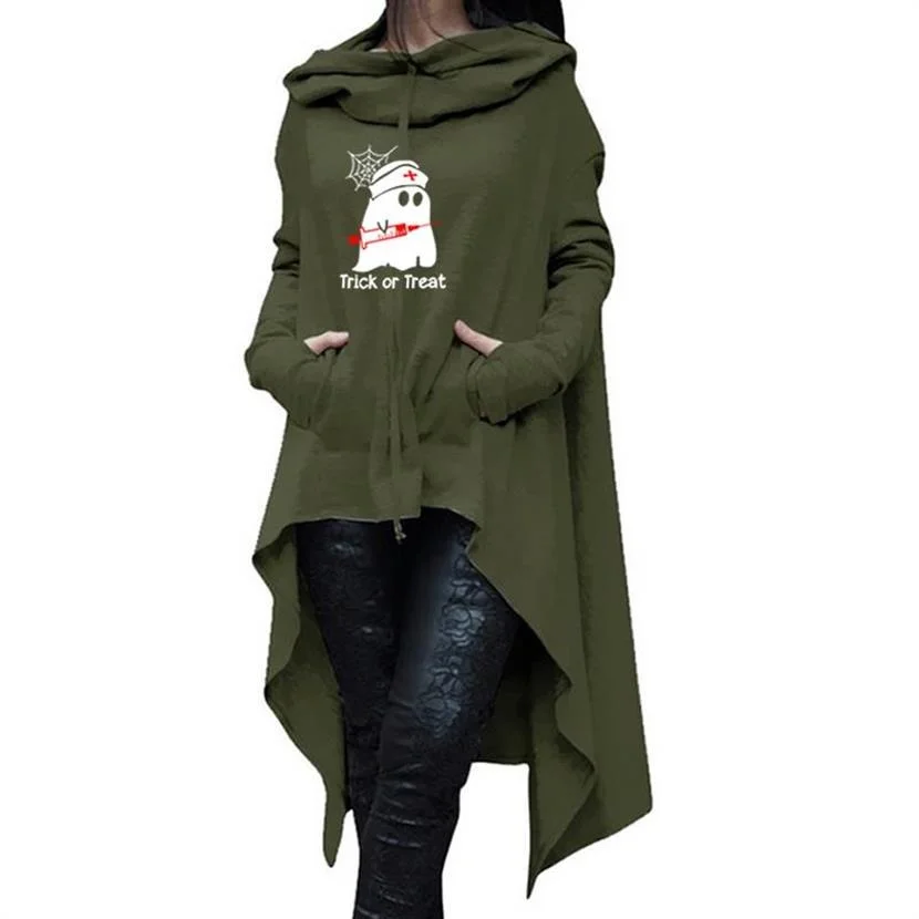 

Trick Or Treat Letters Print Halloween Hoodies For Women Harajuku Female With Pockets Plus Size Women Cute Casual Hoodies