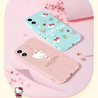 hello kitty silicone protective case for iphone 12minipropro max flocking lining with rope hole scratch resistant phone case