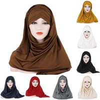 criss cross muslim scarf hijabs solid color cotton blend women headwrap jersey turban headscarf headband on the head hair cap