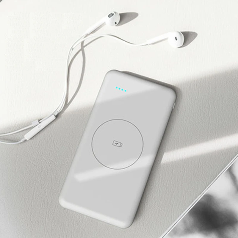 10000 мАч Qi Беспроводное тонкое зарядное устройство для Xiaomi Mi iPhone портативное