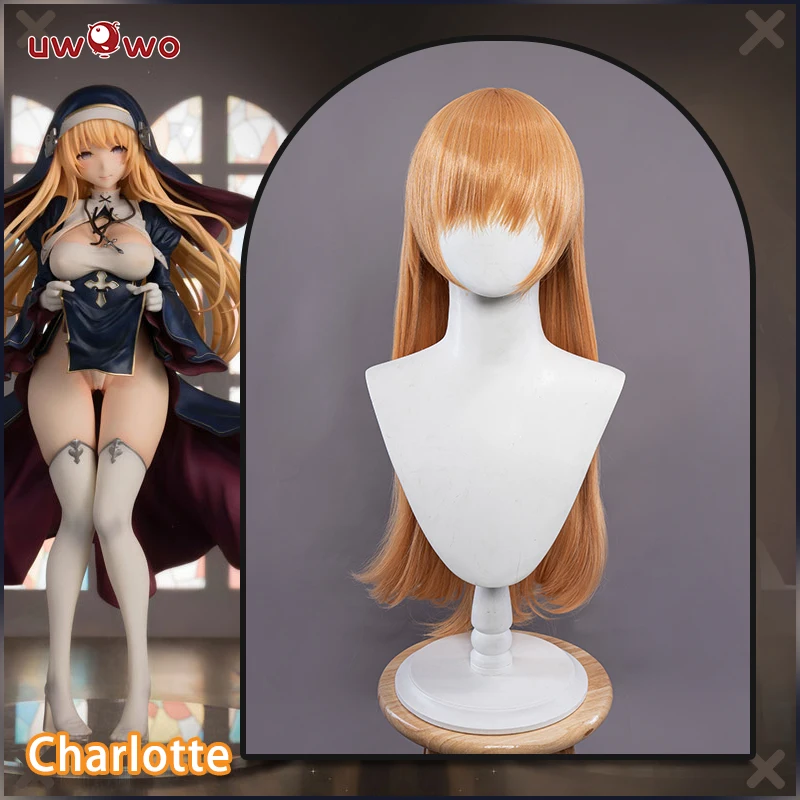 

UWOWO NSFW 18 + оригинальный персонаж Charlotte Nun рисунок Сестра Косплей парик 70 см оранжевые волосы для женщин