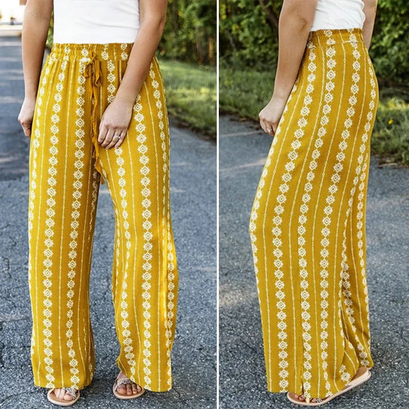 

Женские летние прямые повседневные брюки в богемном стиле