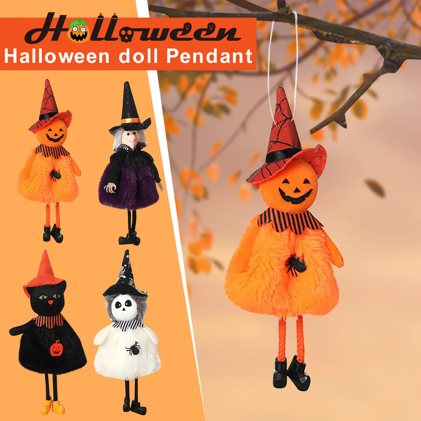 

Halloween Plush Dolls Thanksgiving Pumpkin Gnomes With Witch Cloak Hat Handmade Party Props Decoration Pendant