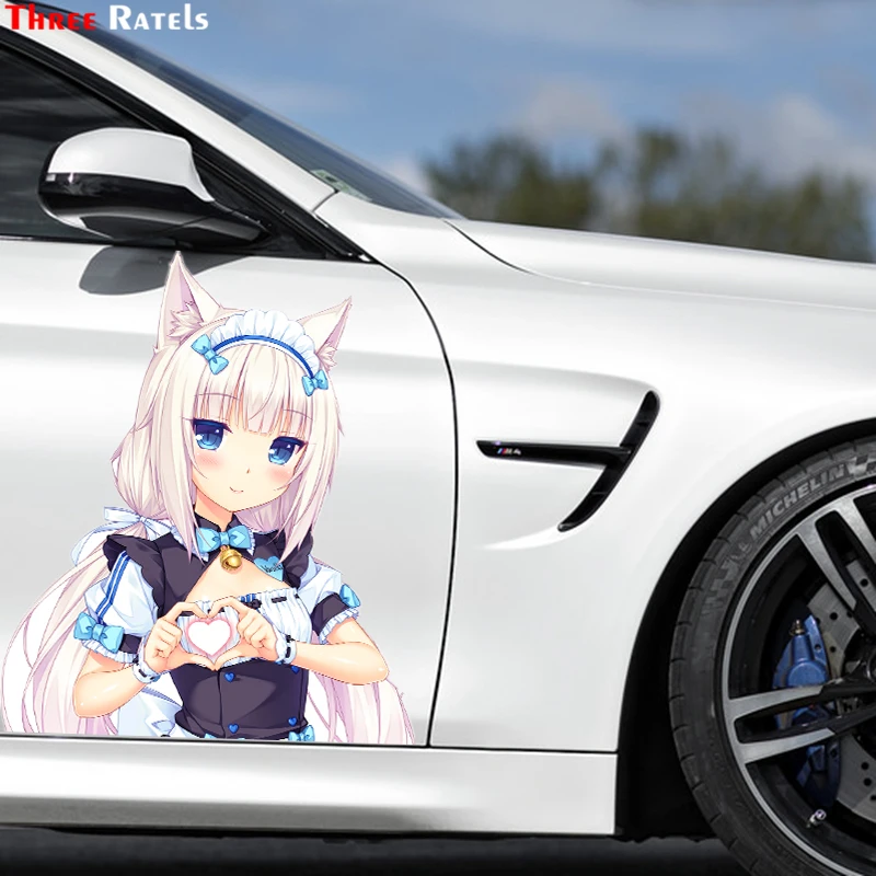 Наклейка для кузова автомобиля Three Ratels FC606 с изображением милой кошки девушки
