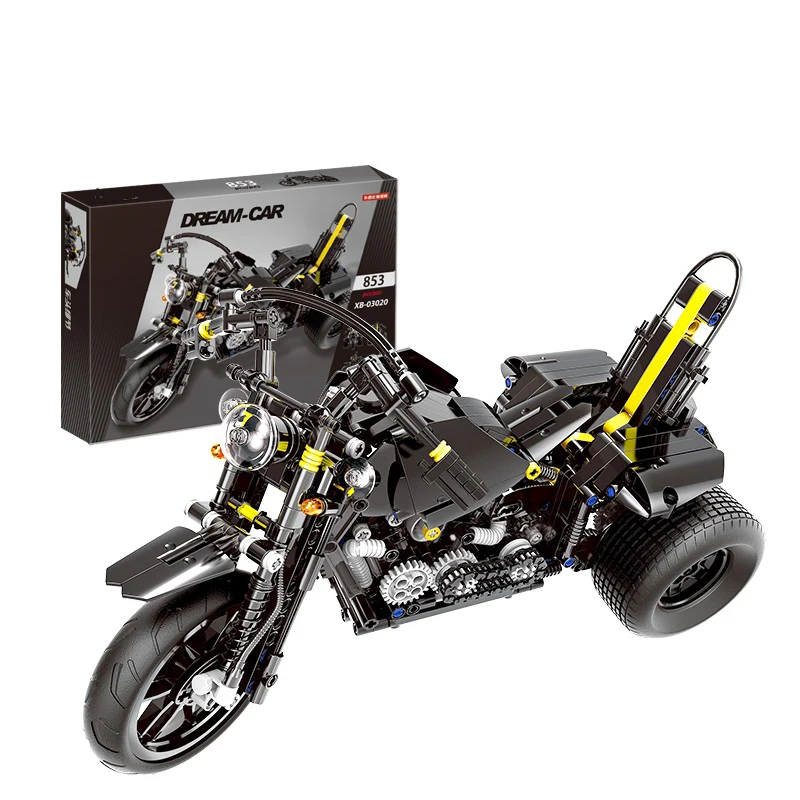 Креативный тяжелый мотоцикл набор реборн Techinque 853 шт. высокотехнологичные серии