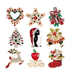 Новогодняя, Рождественская брошь, цветок, венок, колокольчики на елку, лось, эмалевые броши, булавки, для женщин и мужчин, изящное Ювелирное Украшение, рождественские подарки