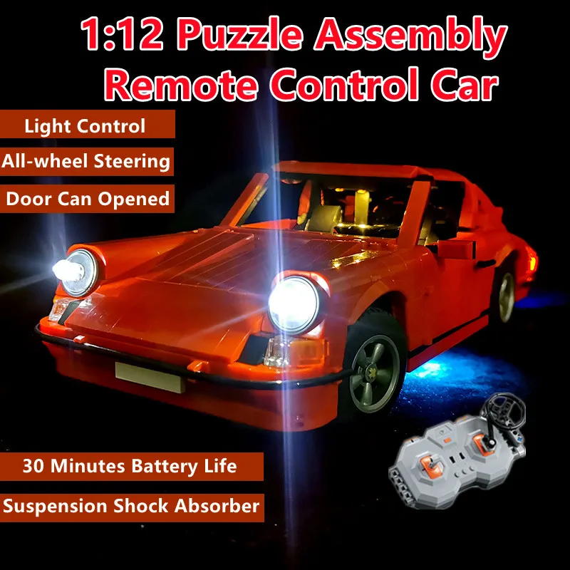 

DIY Assembled Building Blocks All-wheel Steering RC Car 30Mins Suspension Shock Absorber Openable Doors RC Racing Car Kids Toy