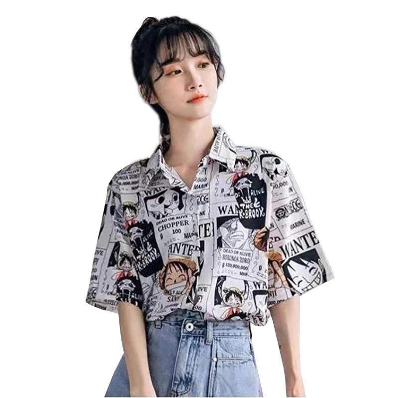

The new female feeling short-sleeved shirt in the summer of 2021 han edition loose thin fashion cartoon printed shirt female