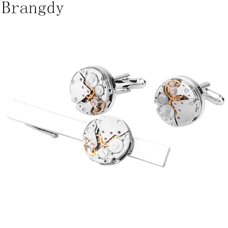 Brangdy высококачественные мужские Механические Запонки с зажимом для часов