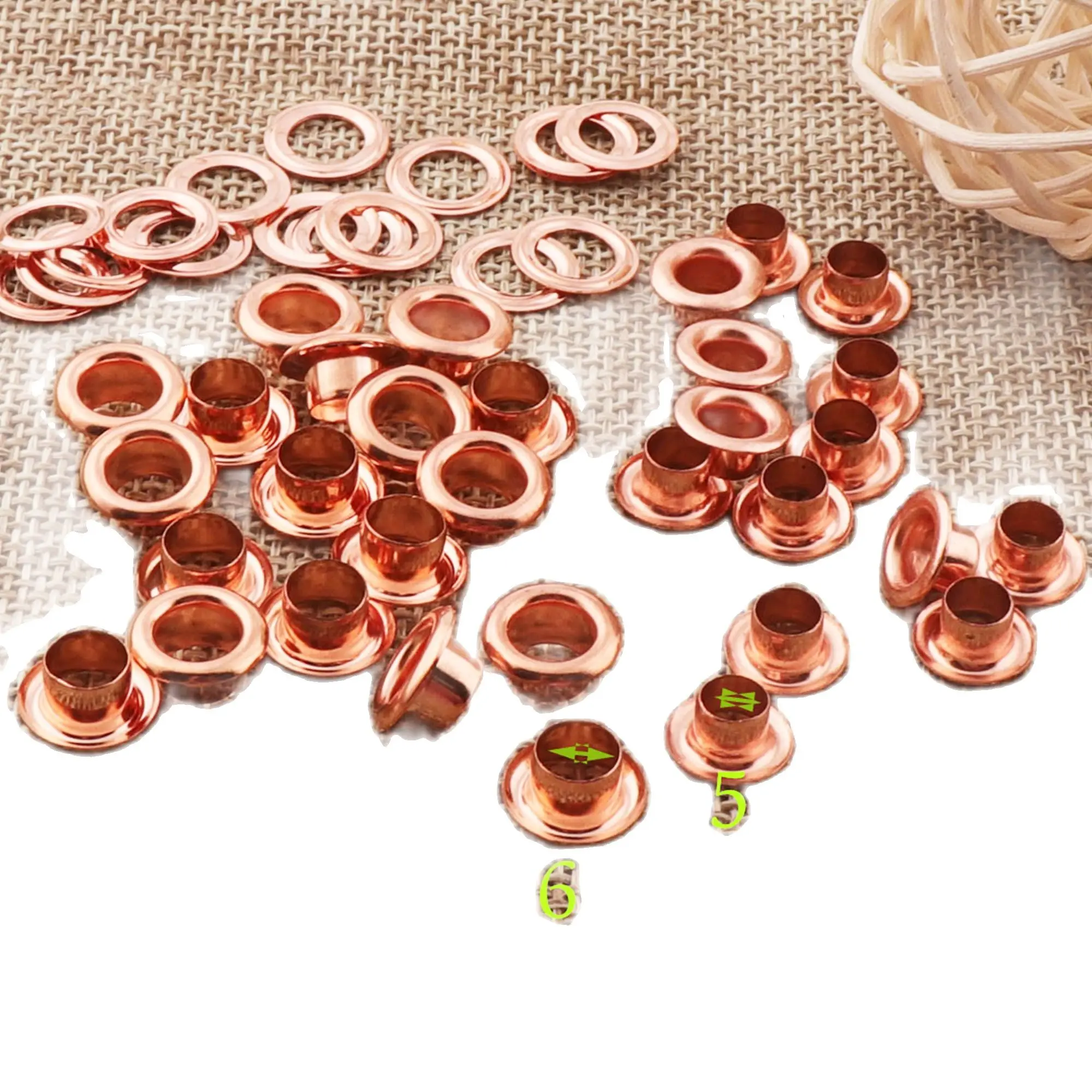 Металлические люверсы из розового золота 100 комплектов с шайбами диаметр