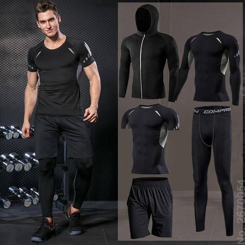 Мужской компрессионный спортивный костюм для бега, футбольный Баскетбол,  Велоспорт, спорт, плотный свитшот, комплект одежды, уличные толстовки |  Спорт и развлечения | АлиЭкспресс