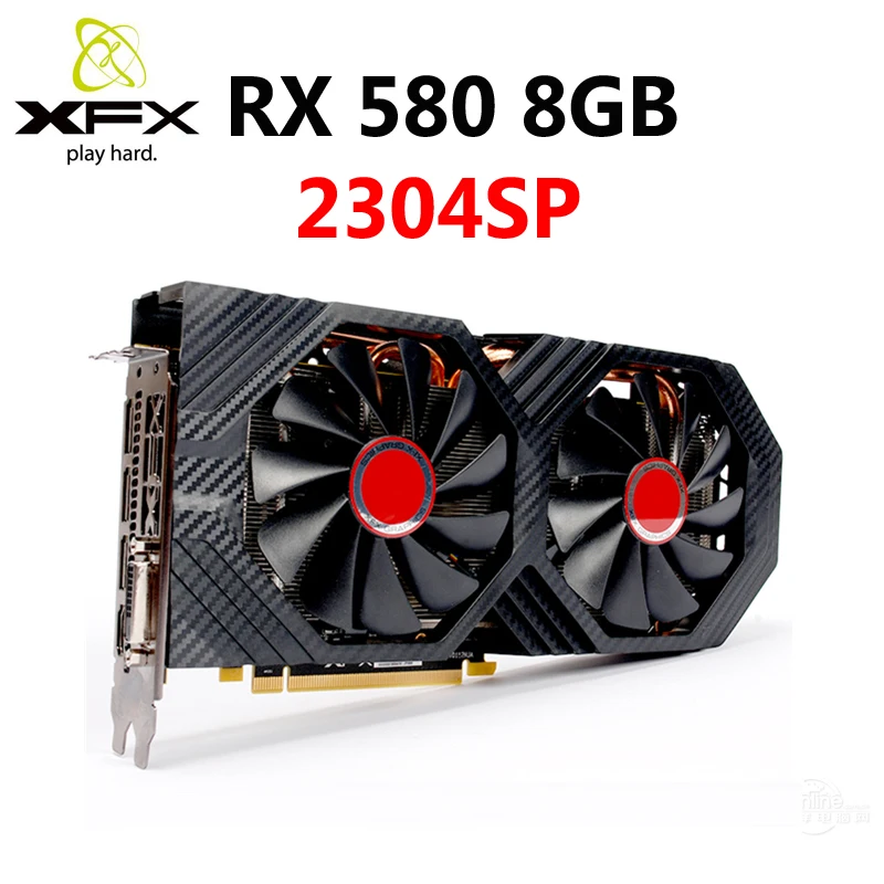 Видеокарта XFX RX 580, 8 ГБ, 256 бит, GDDR5, для видеокарт AMD RX500, RX580-8GB, HDMI, DVI, RX580, 8 ГБ, 2304, б/у