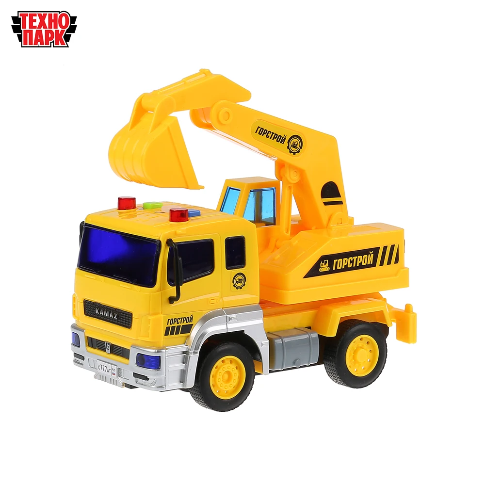 Машина ТЕХНОПАРК КАМАЗ экскаватор 17см пластиковый со светом и звуком
