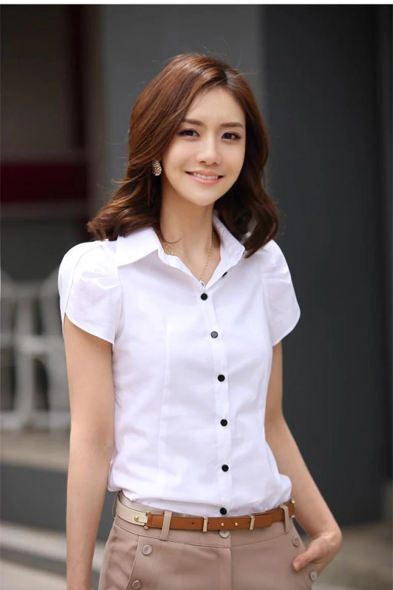 

Women Shirts Casual Short-sleeved Shirts Women Button Shirts Plus Size Women Tops