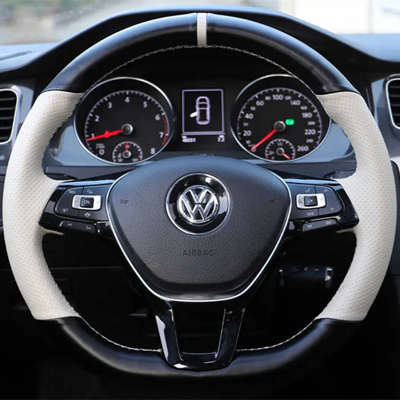 

DIY Hand-Stitch Leather Car Steering Wheel Cover for Volkswagen Magotan Sagitar Teramont Golf Tayron Lavida Bora Tiguan Lamando