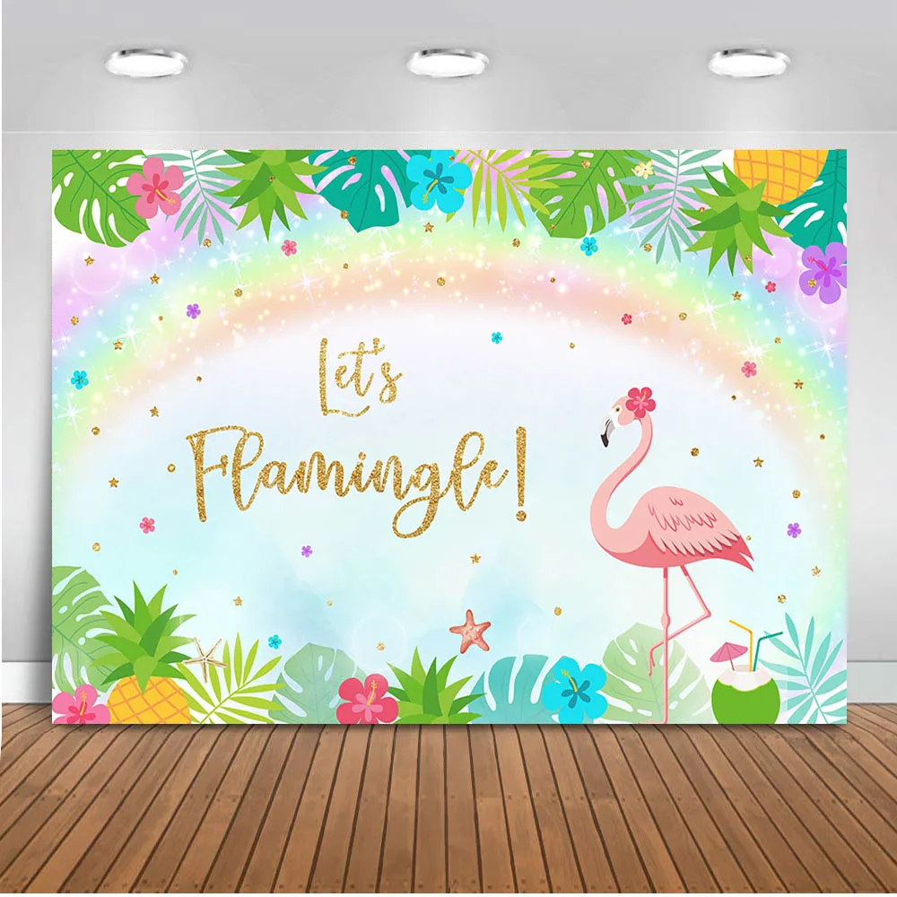 

Мокасика Let's Flamingle фон для фотографии фламинго украшение для темативечерние баннер Новорожденный ребенок день рождения фон фото
