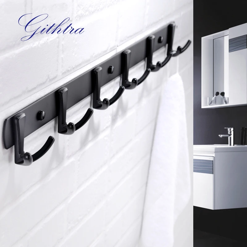 Крючок для полотенец настенное крепление латунь черная отделка ванной комнаты