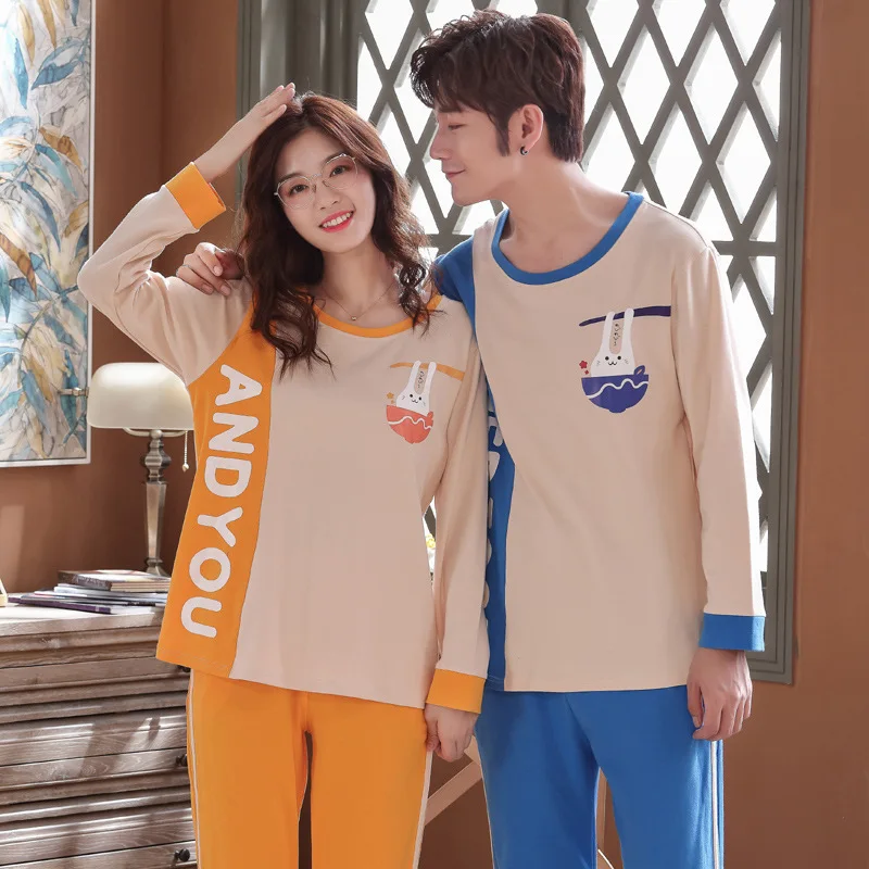 

Wontive Couple pajamas men and women pajamas set pajamas long sleeve pijama set for male plus size sleep casual nightie