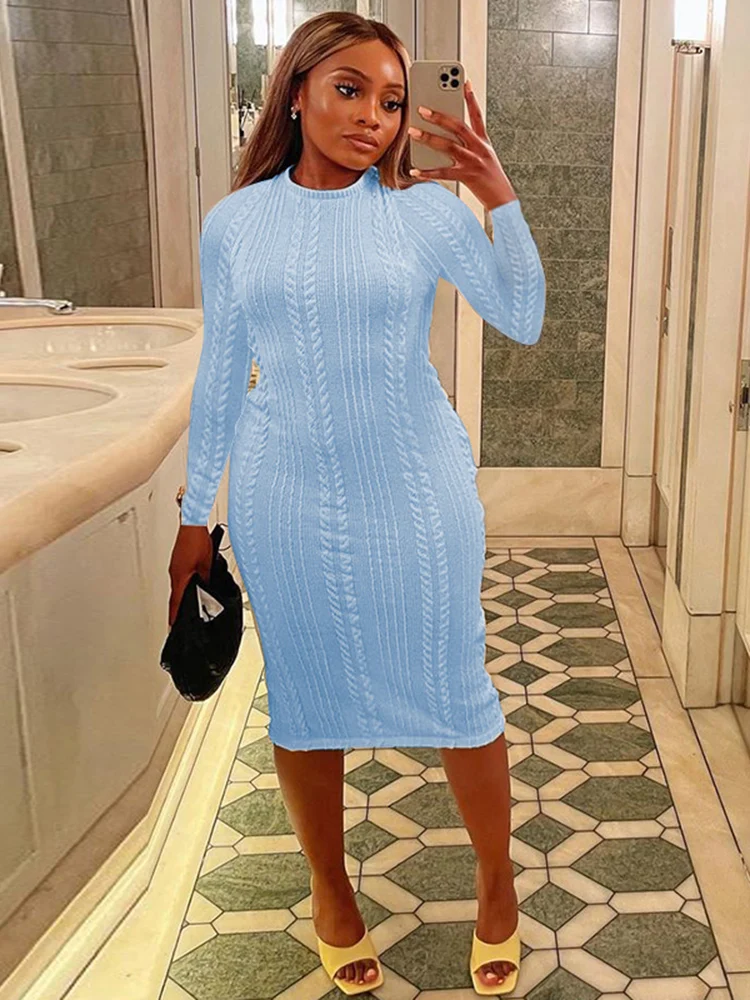 Hugcitar 2021 женское осенне-зимнее модное облегающее платье в полоску с круглым