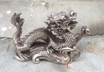 USPS в США китайская фолк белая медная бронзовая серебряная статуя фэншуй Lucky fly Dragon