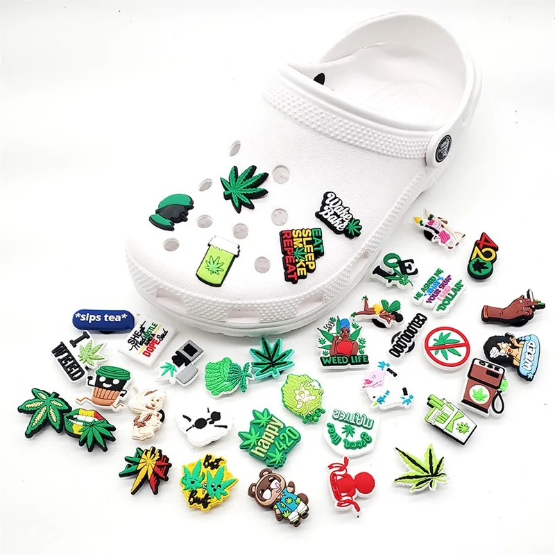 

10PCS/Set Cartoon Flower Leaves Shoe Charms Backapck Fit Wristbands Shoe Decorate Shoe Buckle Boys Kids Gift Croc