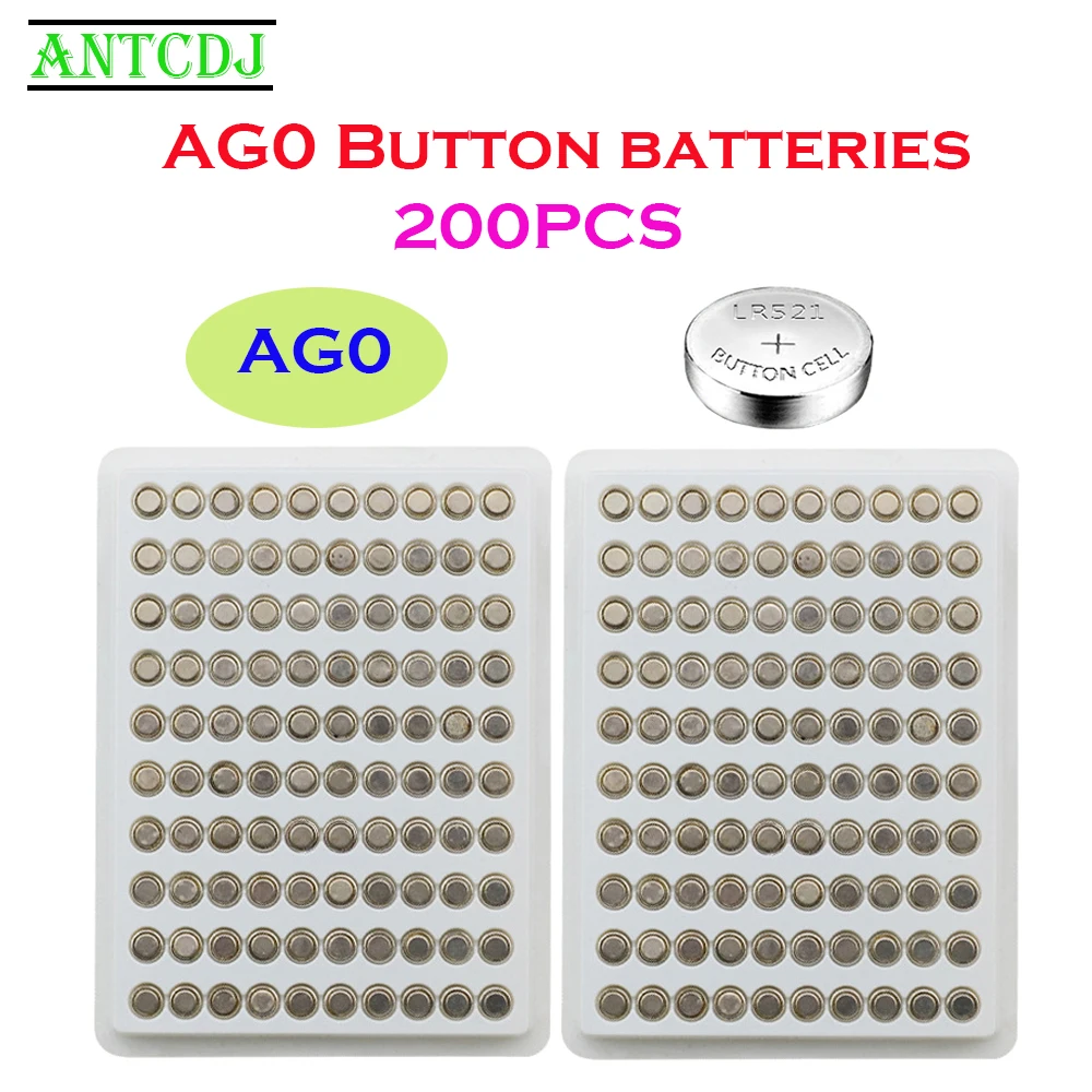 

200Pcs AG0 Button Batteries 10mAh 1.55V SR521SW D379 LR69 LR521 379A V379 SR63 Alkaline Coin Cell Battery For Watch Toys Remote