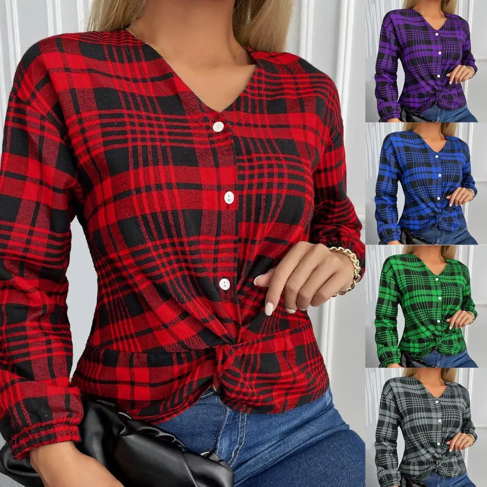

Women Shirt Plaid Vintage Buttons Blouse Office Business Casual Shirts Casual Shirts Button Tops Work Shirts Blouse Tops T-Shirt