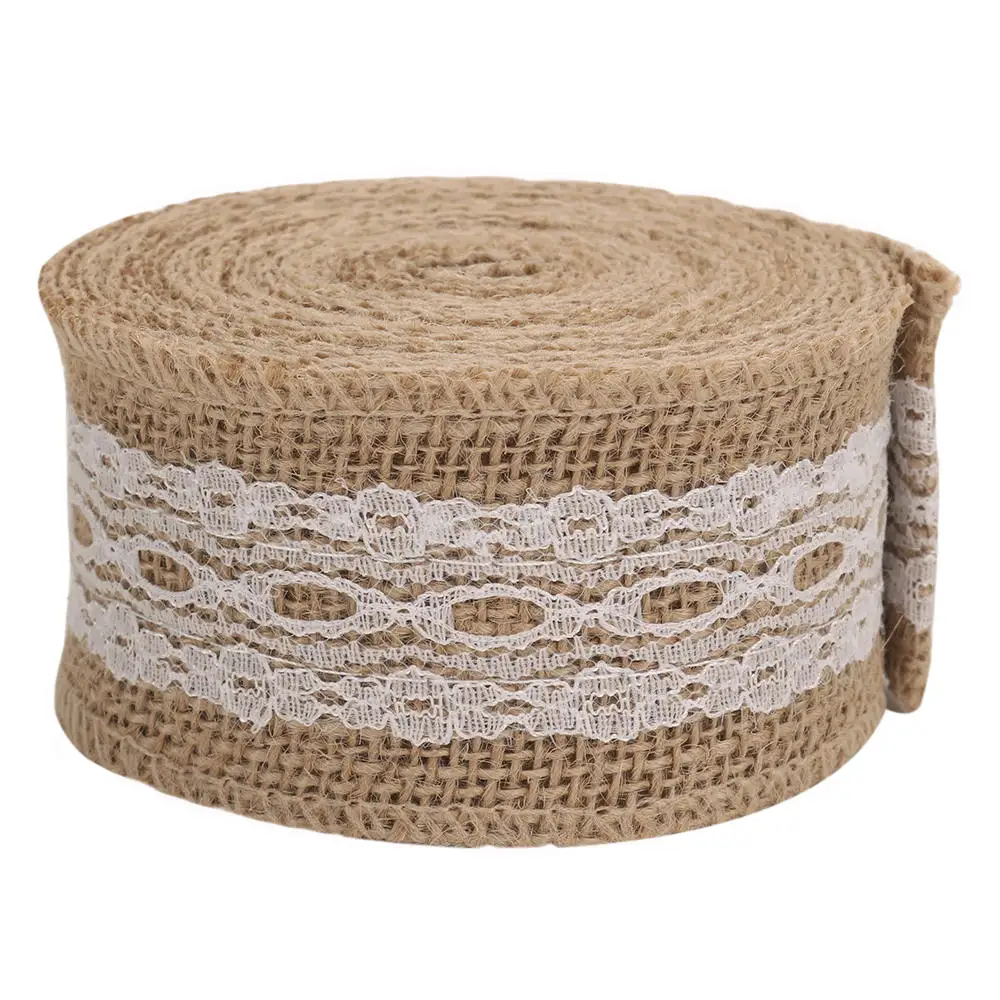 Лента из джута с кружевной отделкой 5 см х м | Дом и сад