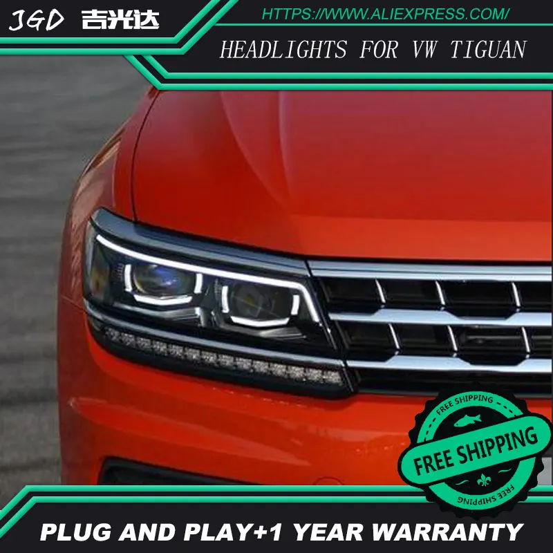 Автомобильный Стайлинг налобный фонарь чехол для фар VW Tiguan светодиодный фары DRL H7