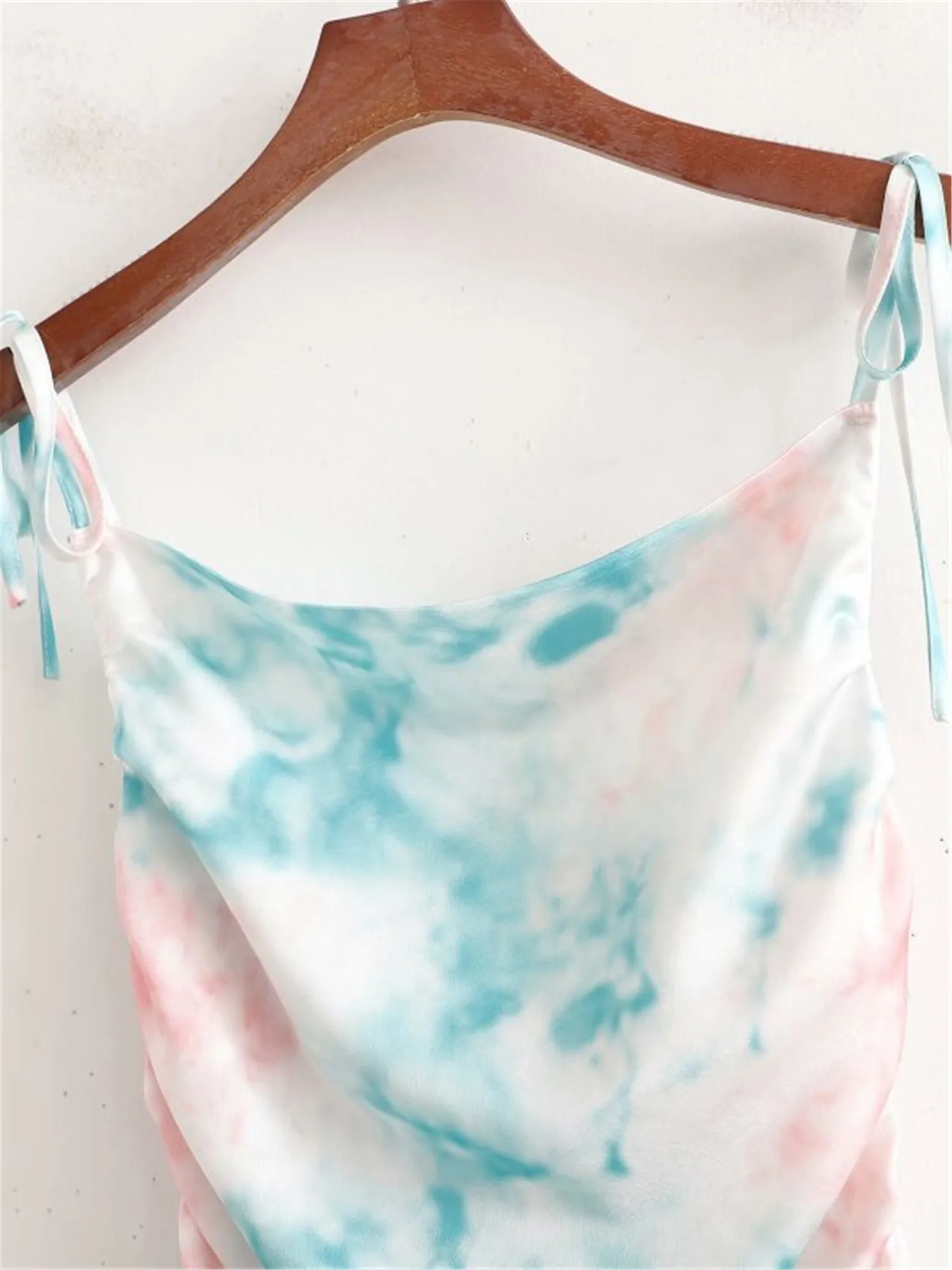 

Tie-dye Sexy Women Retro Colorful Print High Quality Spaghetti Strap High Waist Sheath Club Dress Short Summer 2021 Mini