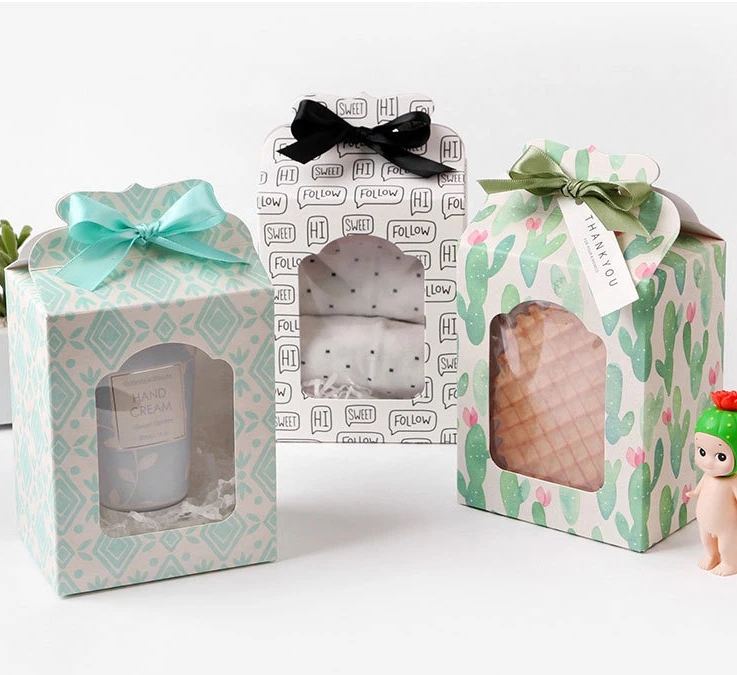 Подарочная бумажная коробка с окном шкатулки для украшений шоколада печенья 30