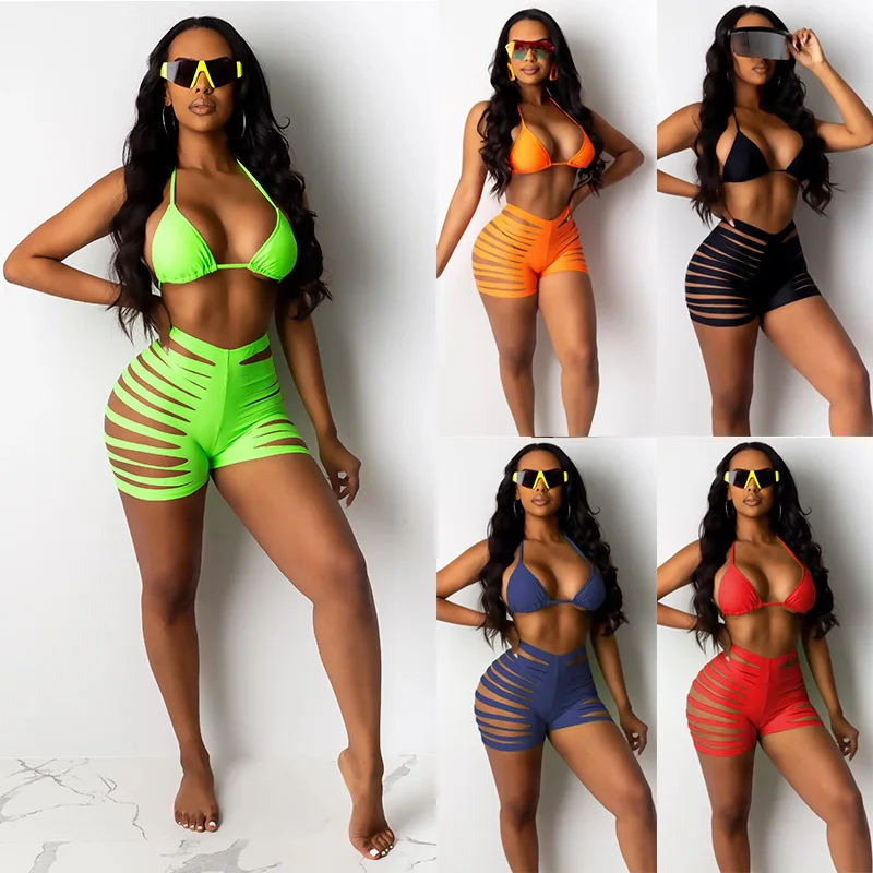 

Sexy Swimsuits Solid Color High Waisted Swimming Suit for Women Two Piece Set Bathing Suit Brazilian Bikini Plus Size Biquini