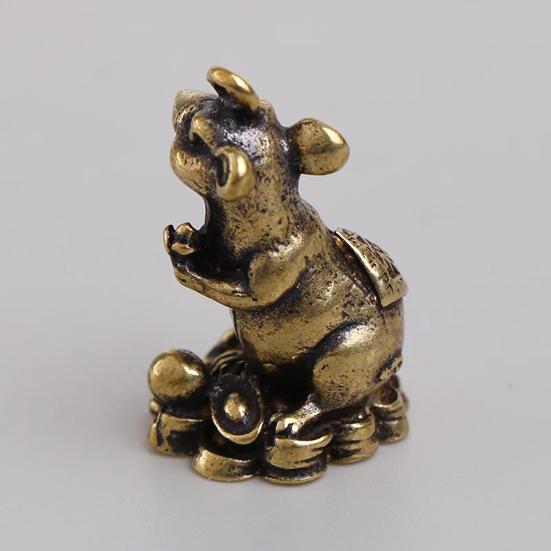 Медные брелоки в виде крысы подвески винтажные Зодиак из латуни животных мыши