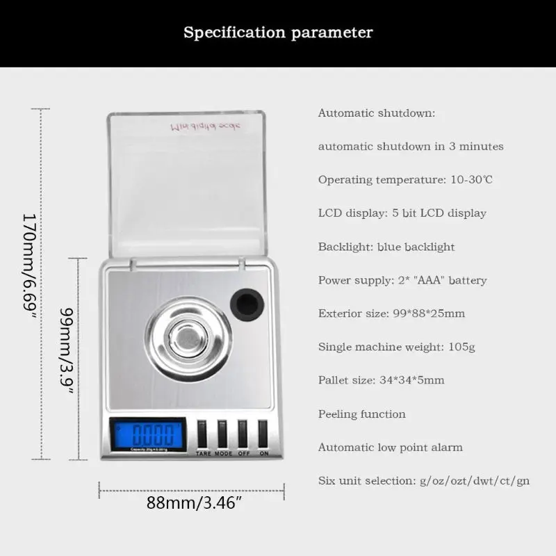 

High Precision Portable Milligram Digital Pocket Scale 20 x 0.001g