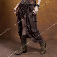 steampunk dress for women pirate skirt with corset top plus size rennasaince costume with skirt high low dresses brown black