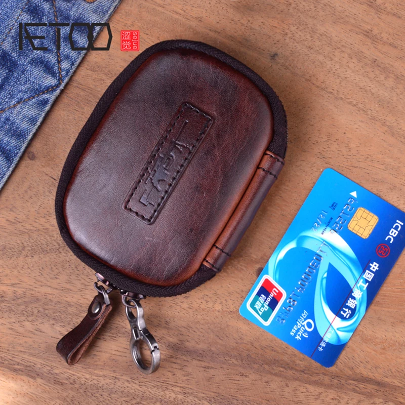 AETOO мужской кошелек из натуральной кожи Мужской винтажный Тонкий небольшой на