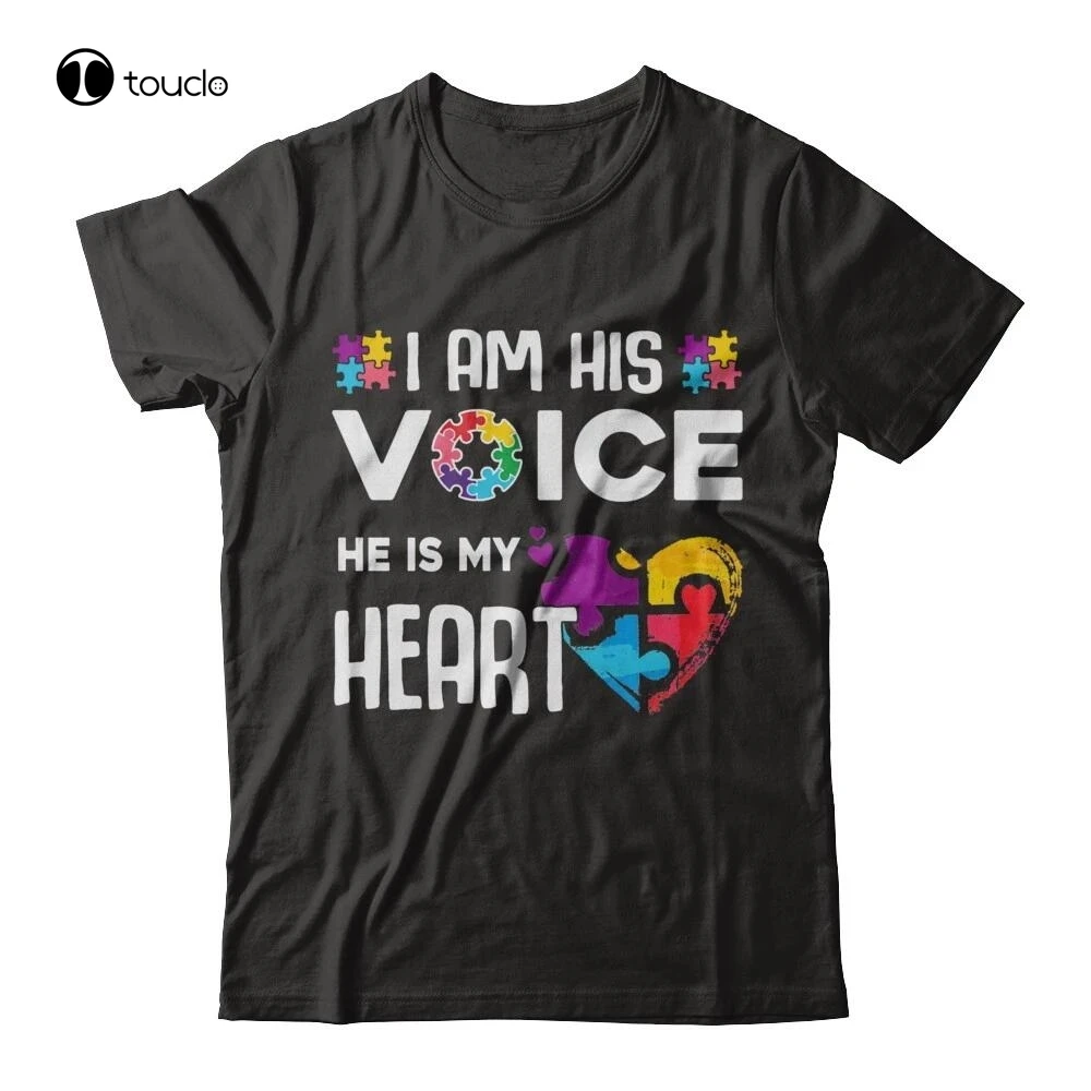 

Autism Awareness I Am His Voice He Is My Heart Autism Mom T-Shirt